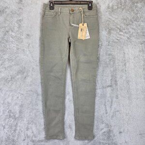 Zara Z1975 Basic Jeans Womens 4 Olive Green Mid Rise Skinny Fit Stretch Denim
